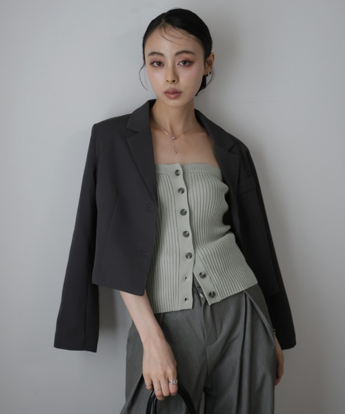 まゆゆ　　ビスチェ セール】フロントボタンニットビスチェ（チューブトップ