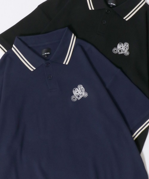 セール】Heart ＆ Flower Logo Thermal Polo Shirt/ハート