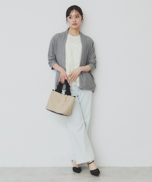 index(インデックス)の「シアージャージミドル丈カーディガン【接触冷感/UVケア/洗濯機洗い可】(カーディガン/ボレロ・レディース・ブラック/ナチュラル/グレー・00)」の10枚目の写真