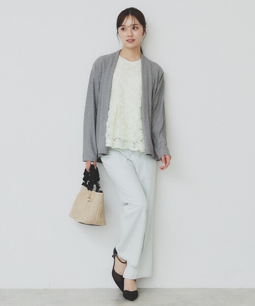index(インデックス)の「シアージャージミドル丈カーディガン【接触冷感/UVケア/洗濯機洗い可】(カーディガン/ボレロ・レディース・ブラック/ナチュラル/グレー・00)」の9枚目の写真