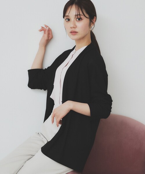 index(インデックス)の「シアージャージミドル丈カーディガン【接触冷感/UVケア/洗濯機洗い可】(カーディガン/ボレロ・レディース・ブラック/ナチュラル/グレー・00)」の7枚目の写真