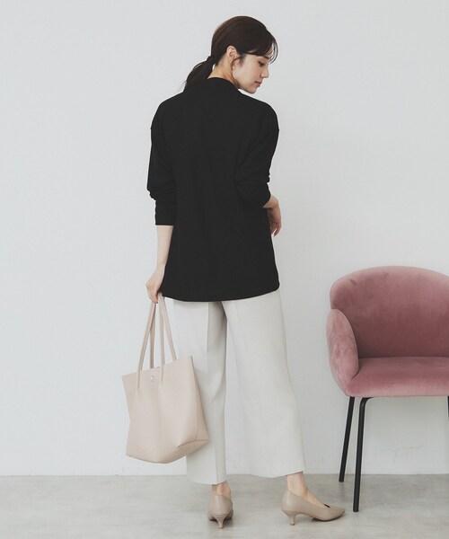 index(インデックス)の「シアージャージミドル丈カーディガン【接触冷感/UVケア/洗濯機洗い可】(カーディガン/ボレロ・レディース・ブラック/ナチュラル/グレー・00)」の5枚目の写真