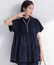 クミキョク ティアード半袖ブラウス、シャツ 組曲（クミキョク）の「ナイロンレーヨン ティアード半袖