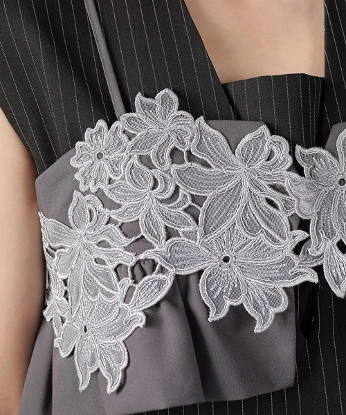 セール】ピンストライプワンピース 花柄 ビスチェ 2点セット