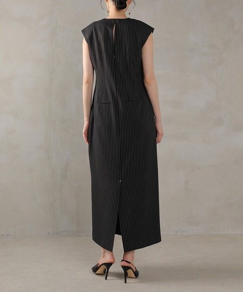 セール】ピンストライプワンピース 花柄 ビスチェ 2点セット