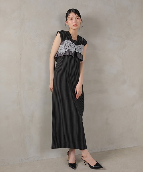 Kana（カナ）の「ピンストライプワンピース 花柄 ビスチェ 2点セット