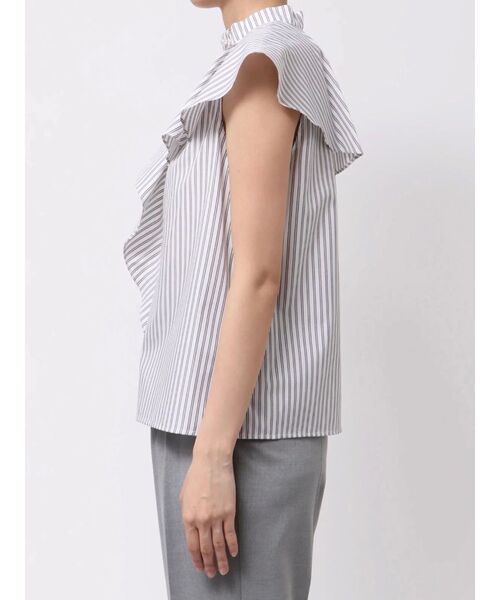 TONAL（トーナル）の「アシメフリルハイネックブラウス（シャツ/ブラウス・レディース・アイボリー/オフホワイト/ブルー・MEDIUM）」の14枚目の写真