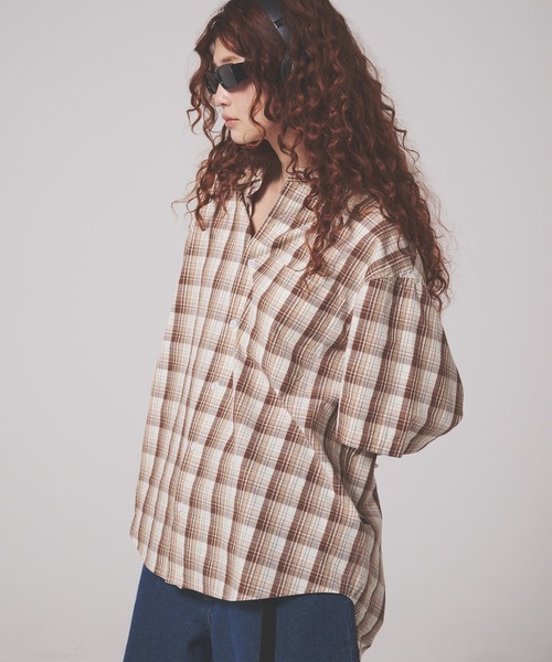 FIRST DOWN（ファーストダウン）の「マドラスチェック ショートスリーブ  シャツ（シャツ/ブラウス・メンズ・ブラック系/ブラウン系・M/L/XL）」の10枚目の写真