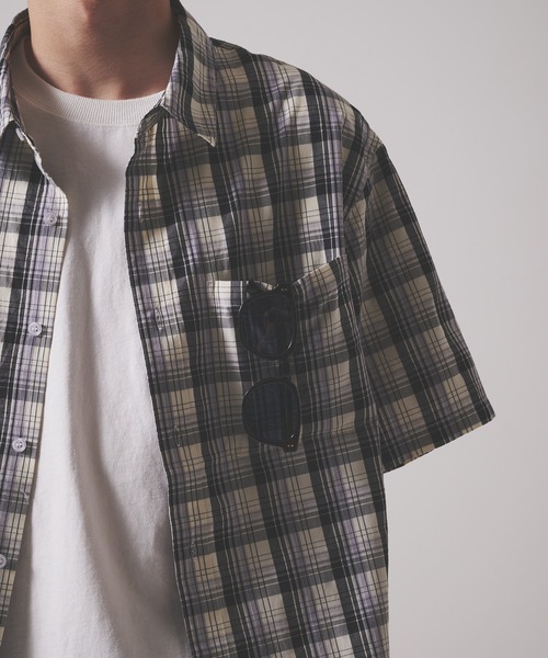 FIRST DOWN（ファーストダウン）の「マドラスチェック ショートスリーブ  シャツ（シャツ/ブラウス・メンズ・ブラック系/ブラウン系・M/L/XL）」の12枚目の写真