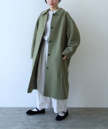 ステンカラーコート（グリーン・カーキ/緑色系）ファッション
