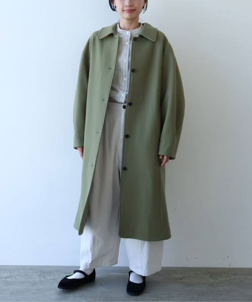 yuni（ユニ　）の「ウールsuper100 bal collar cocoonコート（ステンカラーコート・レディース・アイボリー/カーキ/ブラック/グレー・FREE）」の7枚目の写真