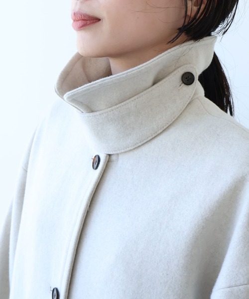 yuni（ユニ　）の「ウールsuper100 bal collar cocoonコート（ステンカラーコート・レディース・アイボリー/カーキ/ブラック/グレー・FREE）」の16枚目の写真