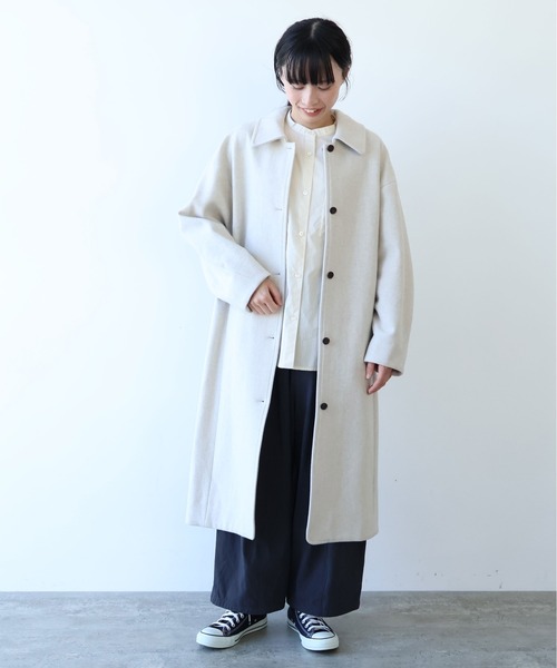 yuni（ユニ　）の「ウールsuper100 bal collar cocoonコート（ステンカラーコート・レディース・アイボリー/カーキ/ブラック/グレー・FREE）」の22枚目の写真
