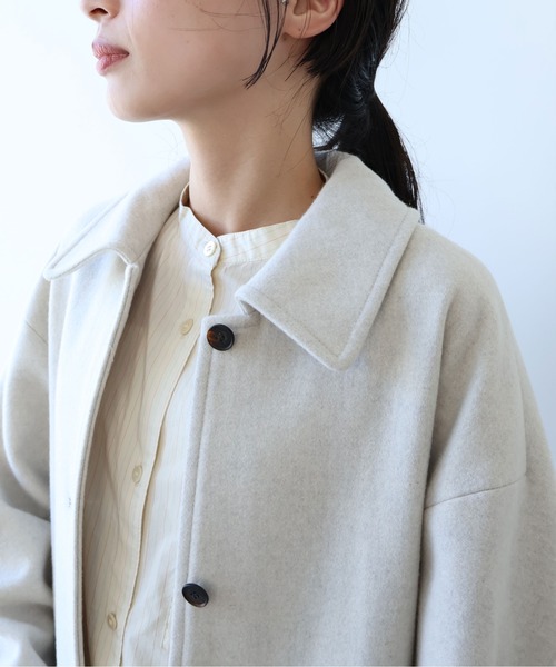 yuni（ユニ　）の「ウールsuper100 bal collar cocoonコート（ステンカラーコート・レディース・アイボリー/カーキ/ブラック/グレー・FREE）」の21枚目の写真