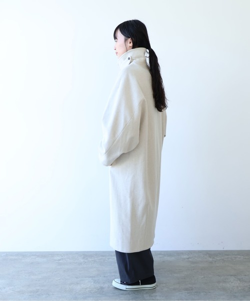 yuni（ユニ　）の「ウールsuper100 bal collar cocoonコート（ステンカラーコート・レディース・アイボリー/カーキ/ブラック/グレー・FREE）」の19枚目の写真