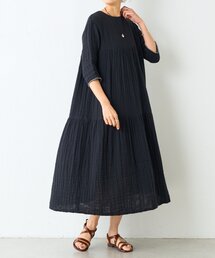 BEARDSLEY ビアズリー　綿100% ロングワンピース 花刺繍ウールワンピース （ロング・マキシ丈ワンピース
