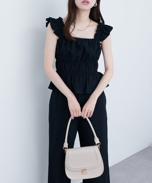 natural couture（ナチュラルクチュール）の「【WEB限定】シャーリングキャミパンツセット（その他パンツ・レディース・ブラウン/レンガ/ライトベージュ/ブラック・FREE）」の2枚目の写真