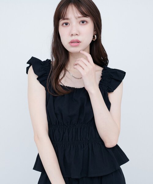 natural couture（ナチュラルクチュール）の「【WEB限定】シャーリングキャミパンツセット（その他パンツ・レディース・ブラウン/レンガ/ライトベージュ/ブラック・FREE）」の6枚目の写真