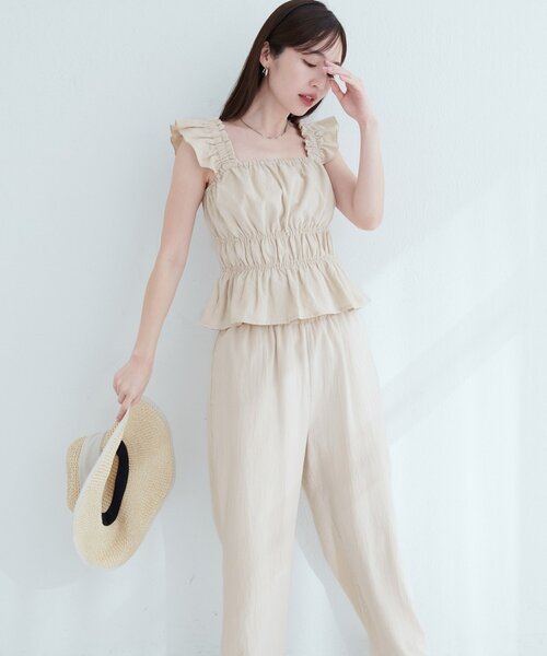 natural couture（ナチュラルクチュール）の「【WEB限定】シャーリングキャミパンツセット（その他パンツ・レディース・ブラウン/レンガ/ライトベージュ/ブラック・FREE）」の22枚目の写真