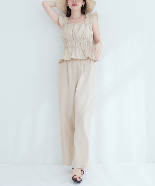 natural couture（ナチュラルクチュール）の「【WEB限定】シャーリングキャミパンツセット（その他パンツ・レディース・ブラウン/レンガ/ライトベージュ/ブラック・FREE）」の21枚目の写真