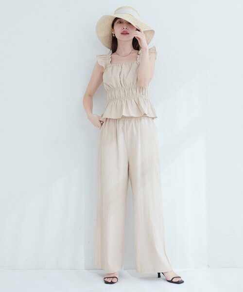 natural couture（ナチュラルクチュール）の「【WEB限定】シャーリングキャミパンツセット（その他パンツ・レディース・ブラウン/レンガ/ライトベージュ/ブラック・FREE）」の19枚目の写真