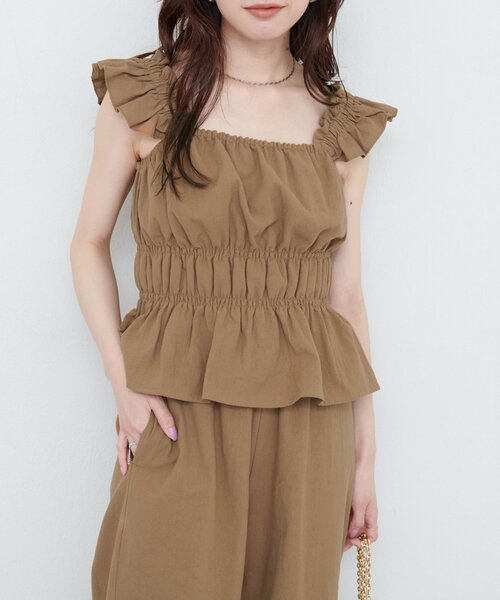 natural couture（ナチュラルクチュール）の「【WEB限定】シャーリングキャミパンツセット（その他パンツ・レディース・ブラウン/レンガ/ライトベージュ/ブラック・FREE）」の14枚目の写真