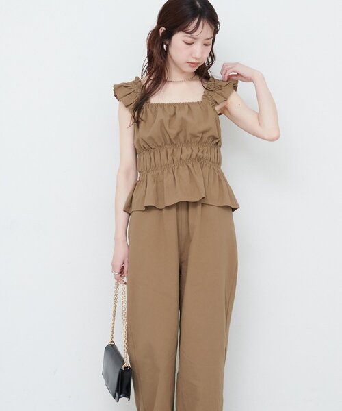 natural couture（ナチュラルクチュール）の「【WEB限定】シャーリングキャミパンツセット（その他パンツ・レディース・ブラウン/レンガ/ライトベージュ/ブラック・FREE）」の15枚目の写真
