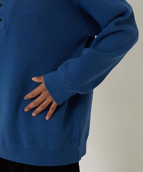 ダブルフェイス　ミリタリー　Tシャツ セールダブルフェイスリブ ミリタリー 5ボタン ヘンリーネック