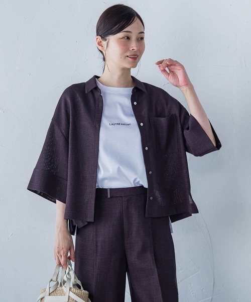 LAUTREAMONT（ロートレアモン）の「エアブリーズクロップドシャツ≪洗濯機で洗える≫（シャツ/ブラウス・レディース・オフホワイト/ブラウン系その他/ベージュ系その他・9号）」の12枚目の写真