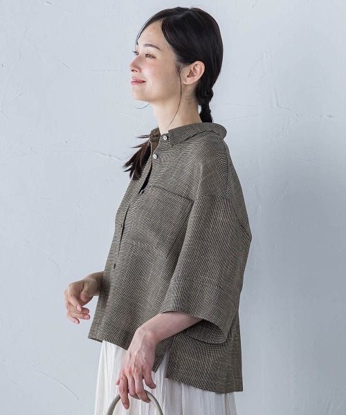 LAUTREAMONT（ロートレアモン）の「エアブリーズクロップドシャツ≪洗濯機で洗える≫（シャツ/ブラウス・レディース・オフホワイト/ブラウン系その他/ベージュ系その他・9号）」の6枚目の写真