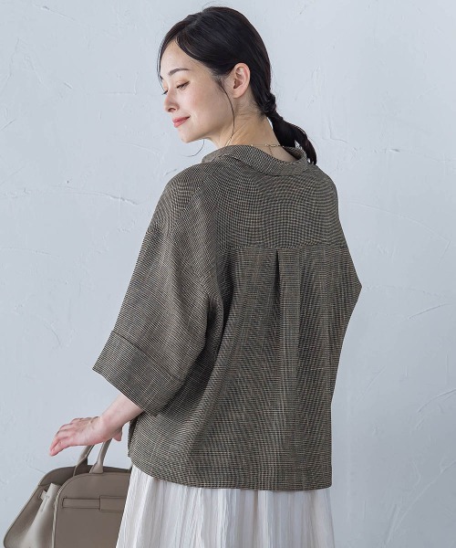 LAUTREAMONT（ロートレアモン）の「エアブリーズクロップドシャツ≪洗濯機で洗える≫（シャツ/ブラウス・レディース・オフホワイト/ブラウン系その他/ベージュ系その他・9号）」の7枚目の写真