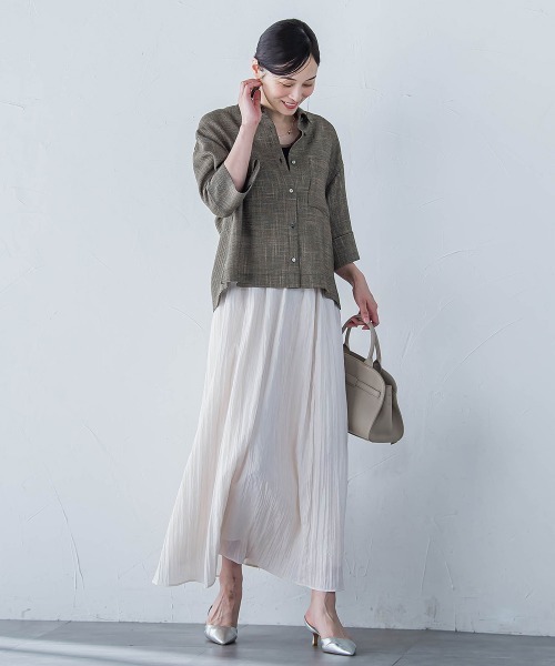 LAUTREAMONT（ロートレアモン）の「エアブリーズクロップドシャツ≪洗濯機で洗える≫（シャツ/ブラウス・レディース・オフホワイト/ブラウン系その他/ベージュ系その他・9号）」の9枚目の写真