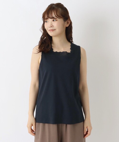 one'sterrace(ワンズテラス)の「ケミカルレース付き タンクトップ(タンクトップ・レディース・アイボリー系8/ブラウン系8/ネイビー系5・02)」の3枚目の写真