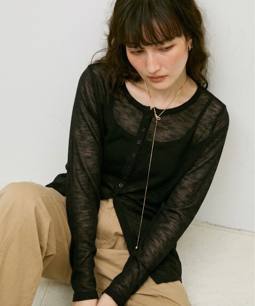 Lutim by u(ルチバイユー)の「Mist sheer cardigan / ミストシアーカーディガン(カーディガン/ボレロ・レディース・ブラック/イエロー/ホワイト/グレー・FREE)」の1枚目の写真