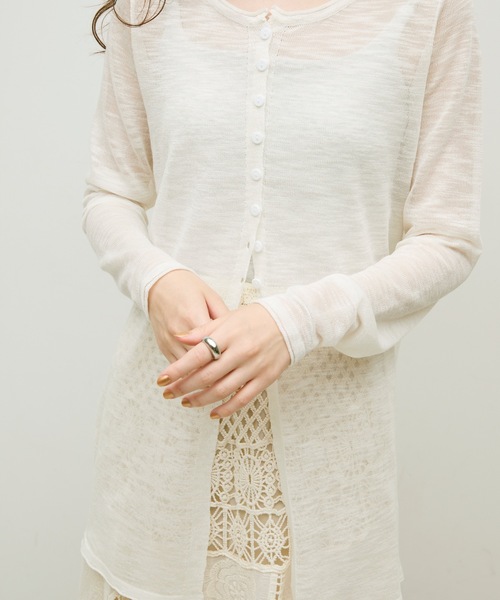 Lutim by u(ルチバイユー)の「Mist sheer cardigan / ミストシアーカーディガン(カーディガン/ボレロ・レディース・ブラック/イエロー/ホワイト/グレー・FREE)」の11枚目の写真