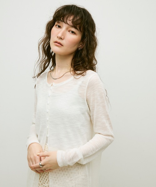 Lutim by u(ルチバイユー)の「Mist sheer cardigan / ミストシアーカーディガン(カーディガン/ボレロ・レディース・ブラック/イエロー/ホワイト/グレー・FREE)」の15枚目の写真