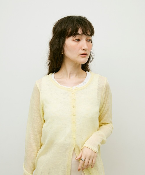 v*0様 定価2.4万円 アパルトモン Sheer Cardigan シアー カ アパルトモン Sheer Cardigan シアーカーディガン ベージュ L