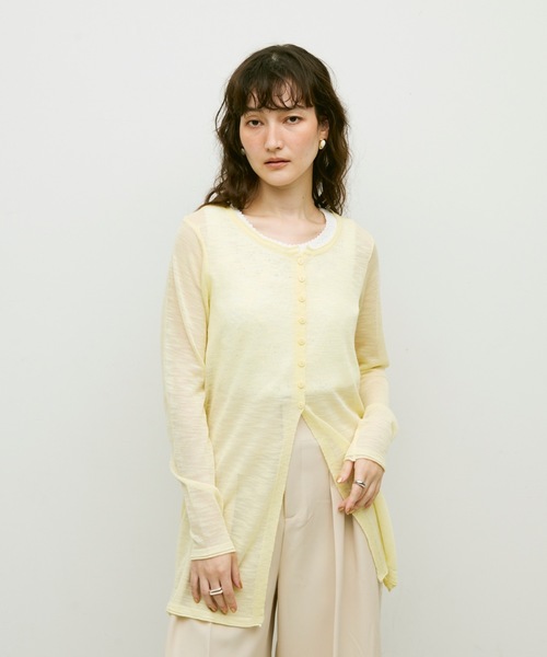 v*0様 定価2.4万円 アパルトモン Sheer Cardigan シアー カ アパルトモン Sheer Cardigan シアーカーディガン ベージュ L