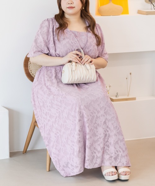 CLETTE(クレット)の「シアー花柄カシュクールワンピース(ワンピース・レディース・ブルー/ピンク/ネイビー・4L/3L/LL)」の17枚目の写真
