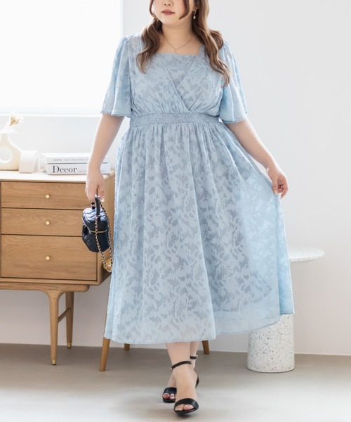 CLETTE(クレット)の「シアー花柄カシュクールワンピース(ワンピース・レディース・ブルー/ピンク/ネイビー・4L/3L/LL)」の21枚目の写真