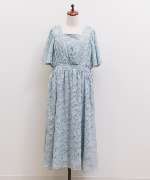 CLETTE(クレット)の「シアー花柄カシュクールワンピース(ワンピース・レディース・ブルー/ピンク/ネイビー・4L/3L/LL)」の15枚目の写真