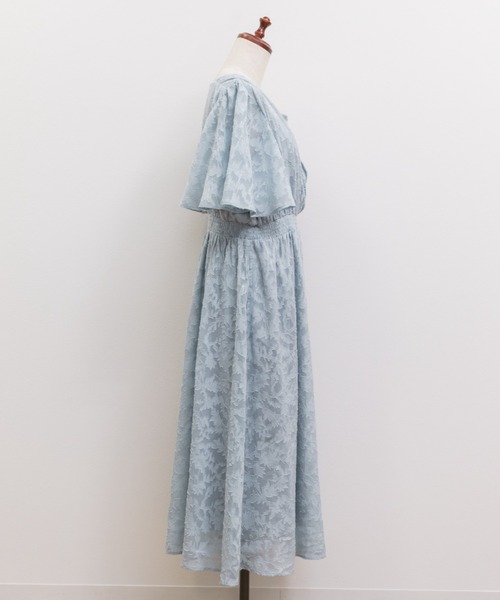 CLETTE(クレット)の「シアー花柄カシュクールワンピース(ワンピース・レディース・ブルー/ピンク/ネイビー・4L/3L/LL)」の14枚目の写真