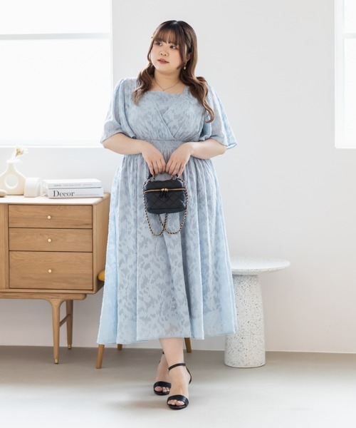 CLETTE(クレット)の「シアー花柄カシュクールワンピース(ワンピース・レディース・ブルー/ピンク/ネイビー・4L/3L/LL)」の22枚目の写真