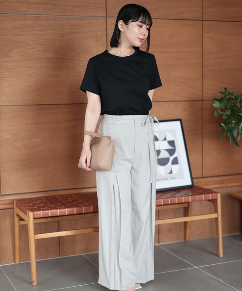Ruwan yu(ルワンユー)の「シルクタッチコットンナイロンTシャツ【大きいサイズ対応】(Tシャツ/カットソー・レディース・ホワイト/ブラック・L/4L/3L/LL)」の6枚目の写真