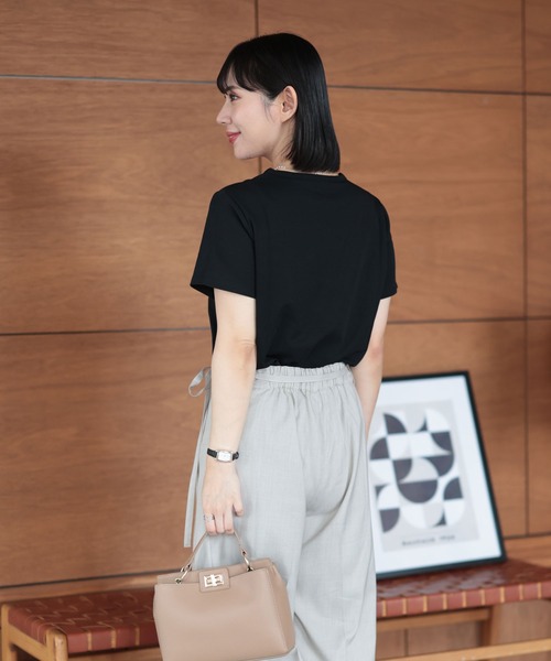 Ruwan yu(ルワンユー)の「シルクタッチコットンナイロンTシャツ【大きいサイズ対応】(Tシャツ/カットソー・レディース・ホワイト/ブラック・L/4L/3L/LL)」の7枚目の写真
