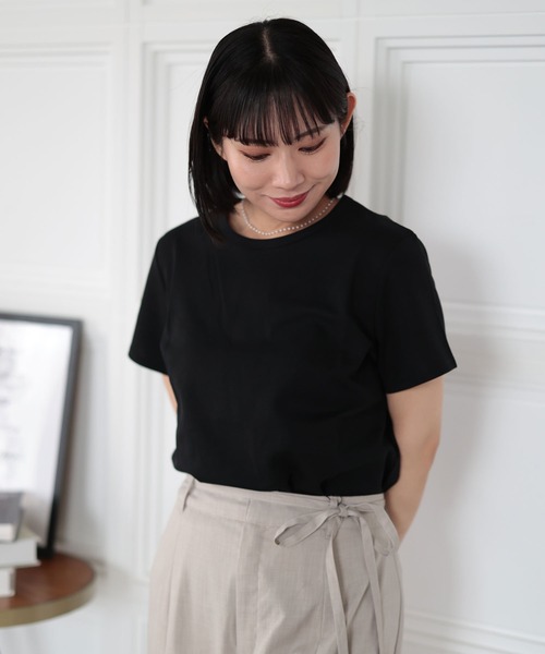 Ruwan yu(ルワンユー)の「シルクタッチコットンナイロンTシャツ【大きいサイズ対応】(Tシャツ/カットソー・レディース・ホワイト/ブラック・L/4L/3L/LL)」の9枚目の写真