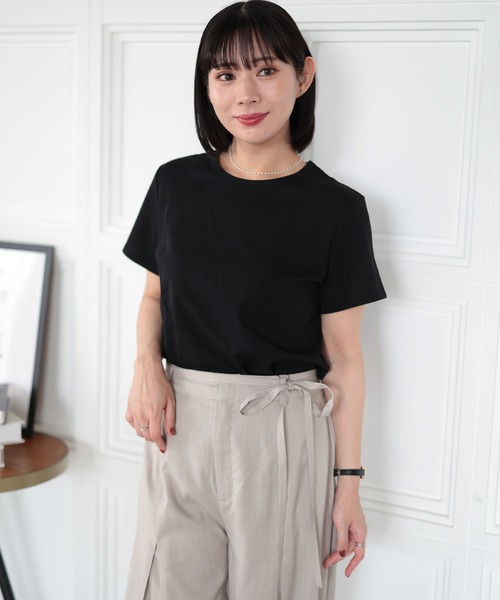 Ruwan yu(ルワンユー)の「シルクタッチコットンナイロンTシャツ【大きいサイズ対応】(Tシャツ/カットソー・レディース・ホワイト/ブラック・L/4L/3L/LL)」の12枚目の写真