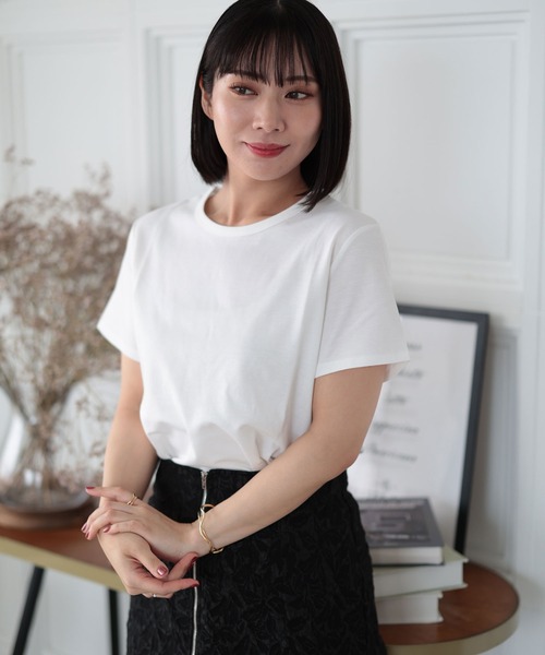 Ruwan yu(ルワンユー)の「シルクタッチコットンナイロンTシャツ【大きいサイズ対応】(Tシャツ/カットソー・レディース・ホワイト/ブラック・L/4L/3L/LL)」の13枚目の写真