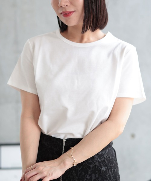 Ruwan yu(ルワンユー)の「シルクタッチコットンナイロンTシャツ【大きいサイズ対応】(Tシャツ/カットソー・レディース・ホワイト/ブラック・L/4L/3L/LL)」の14枚目の写真