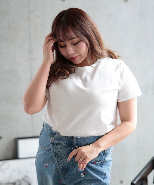 Ruwan yu(ルワンユー)の「シルクタッチコットンナイロンTシャツ【大きいサイズ対応】(Tシャツ/カットソー・レディース・ホワイト/ブラック・L/4L/3L/LL)」の16枚目の写真